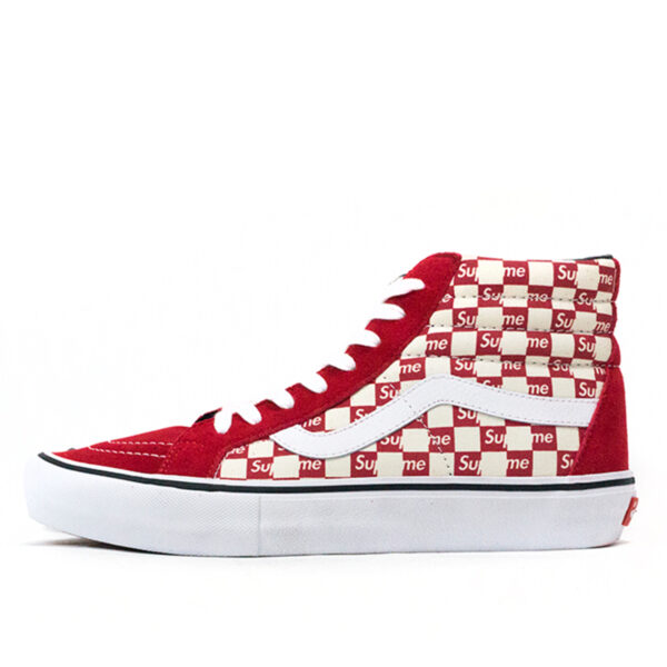 Sk8-Hi Supreme Red Checker Logo