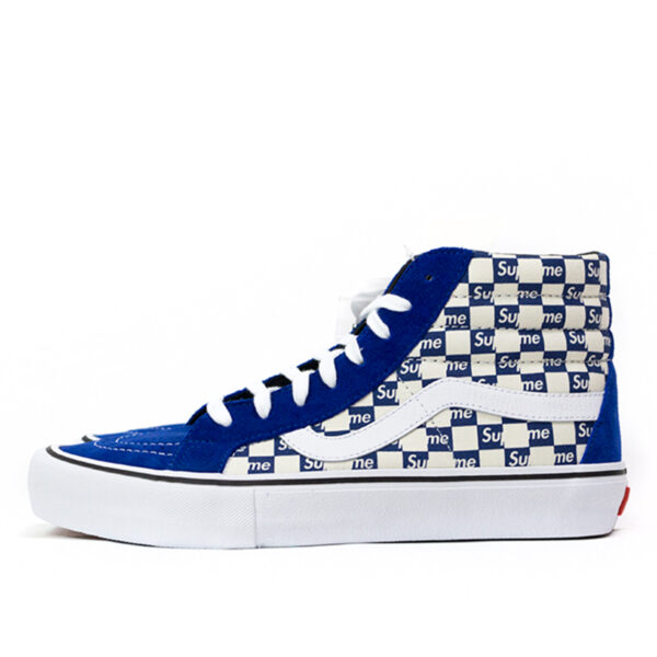 Sk8-Hi Supreme Blue Checker Logo